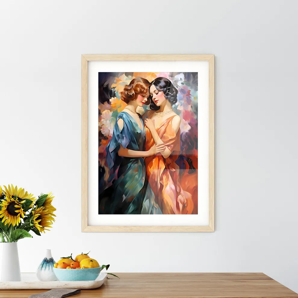 Two Young Beautiful Women Of 1920S - A Paint Framed Print
