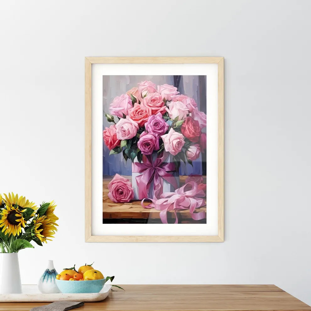 Valentines Day Background With Gift Box Full Framed Print