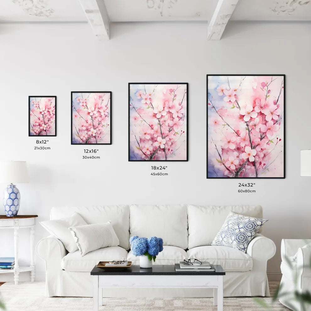 Watercolor Pink Blooming Flowers For Valenti - Kitchen Hangings