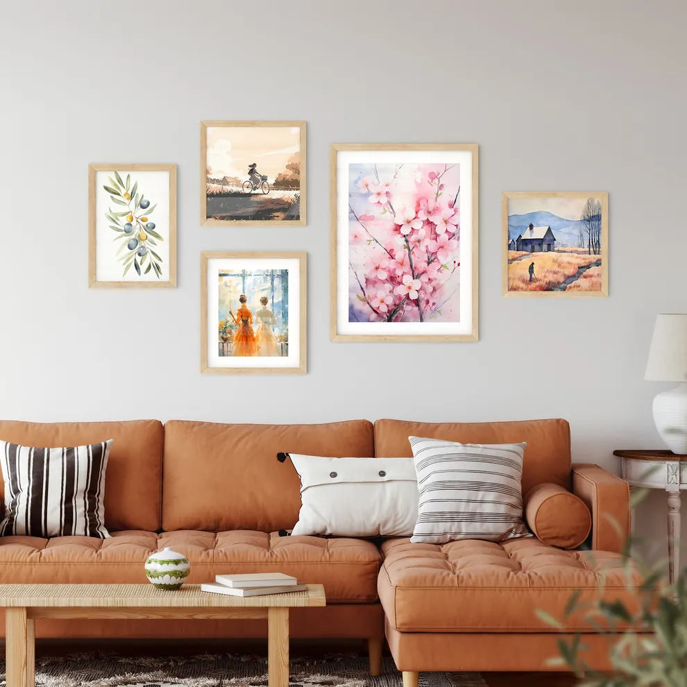 Watercolor Pink Blooming Flowers For Valenti Wall Art