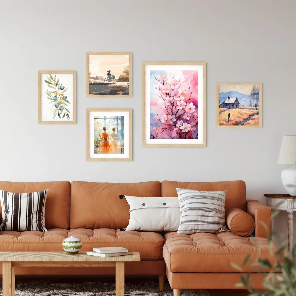 Watercolor Pink Blooming Flowers For Valenti Wall Art