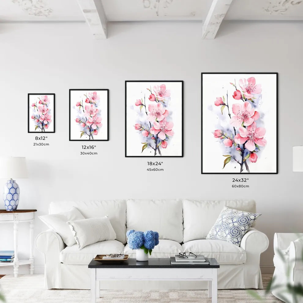 Watercolor Pink Blooming Flowers For Valenti - Kitchen Hangings