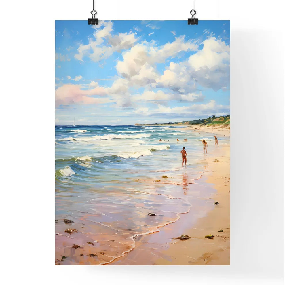 Beach At Baltic Sea With Bathing People - Pe Poster