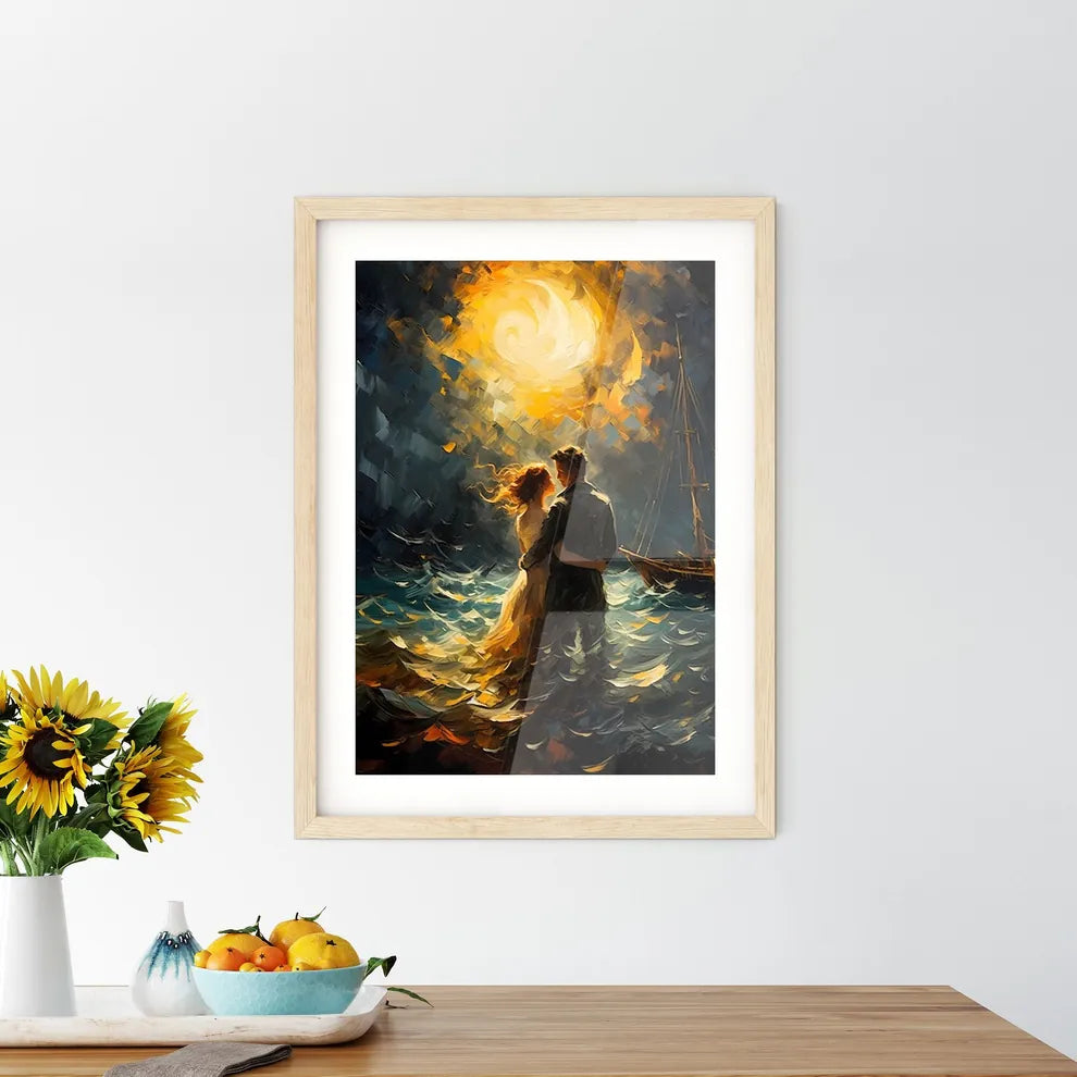 Fischer And His Wife At Stormy Night On The  Framed Print