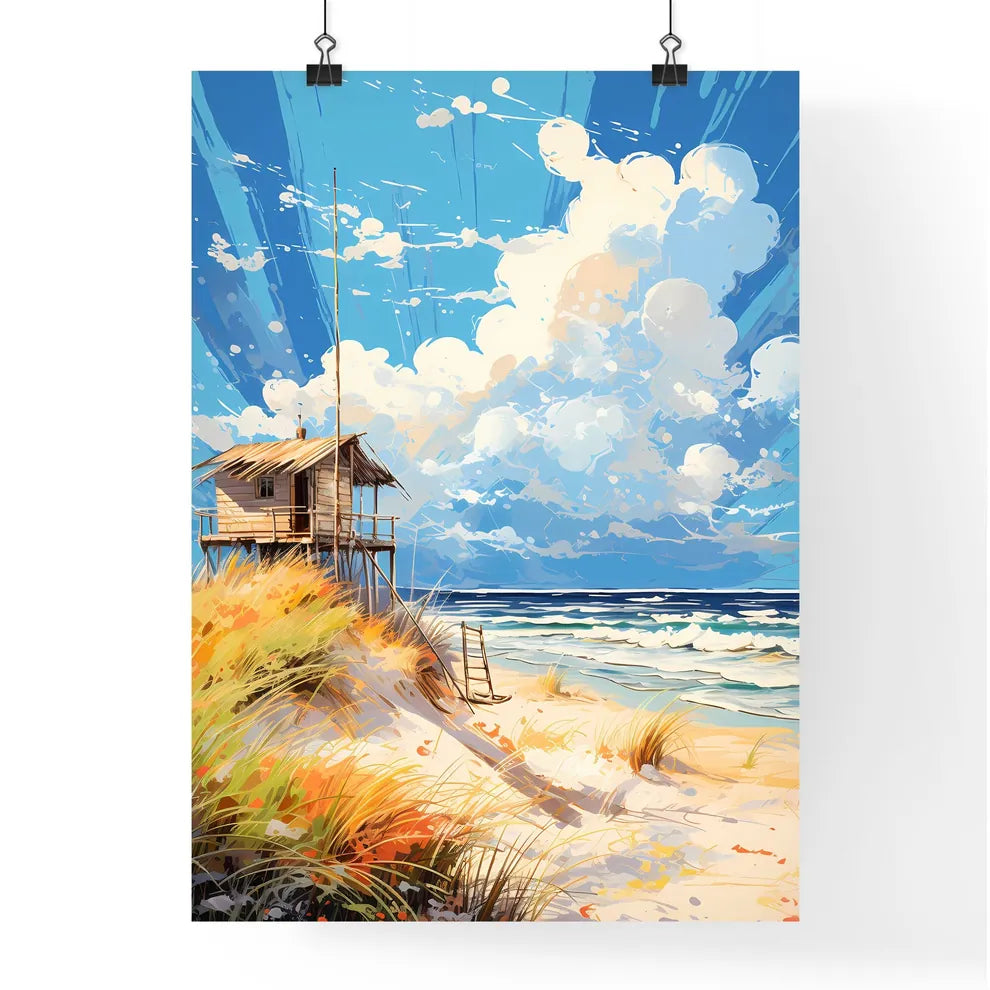 German Strandkorbbaltic Sea Beach - A Painting Of A Beach With A Hut And Waves Poster