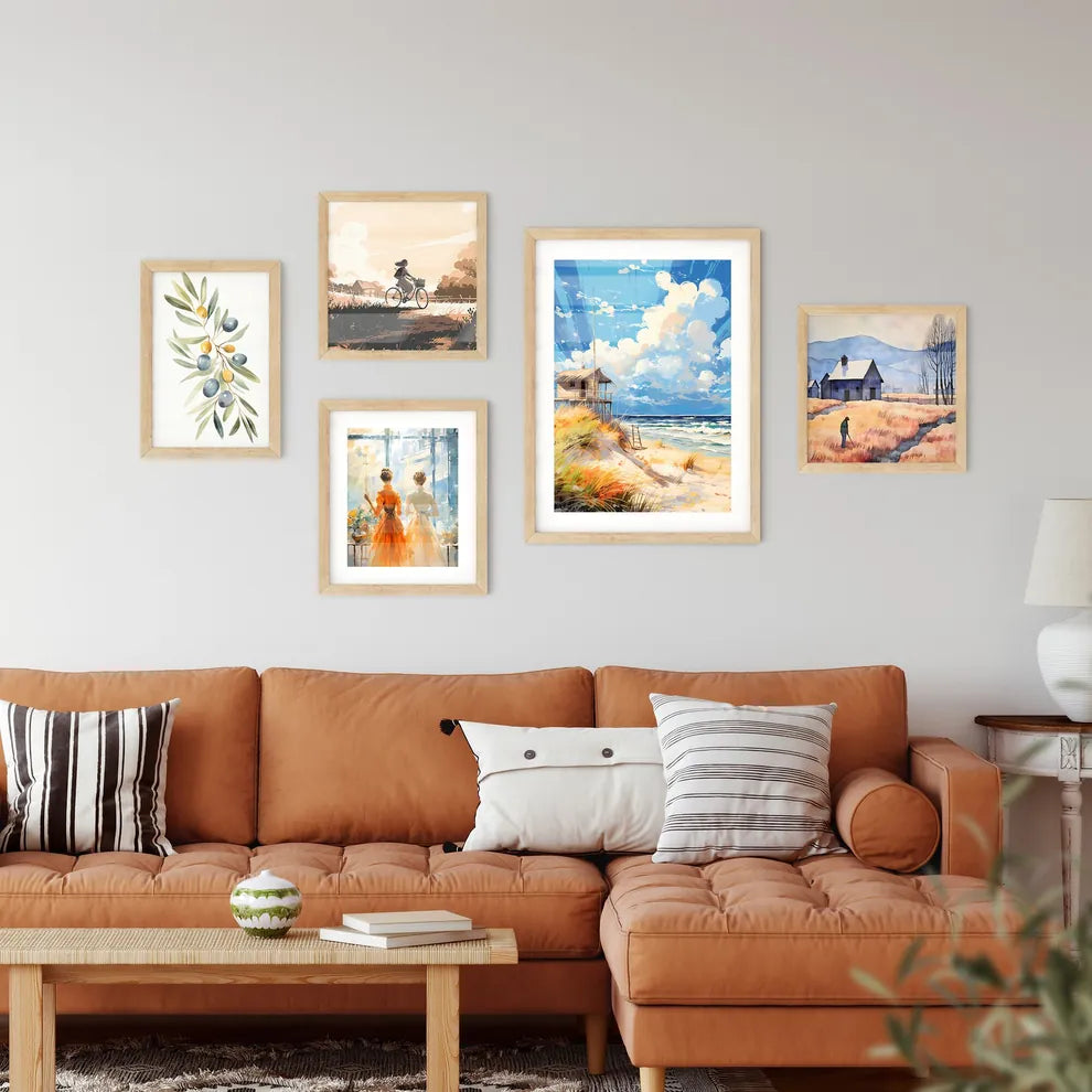 German Strandkorbbaltic Sea Beach - A Painting Of A Beach With A Hut And Waves Interior Design