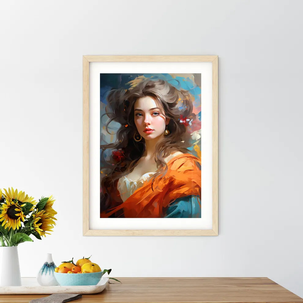 Hand-Drawn Art Painting As Classical Portrai Framed Print