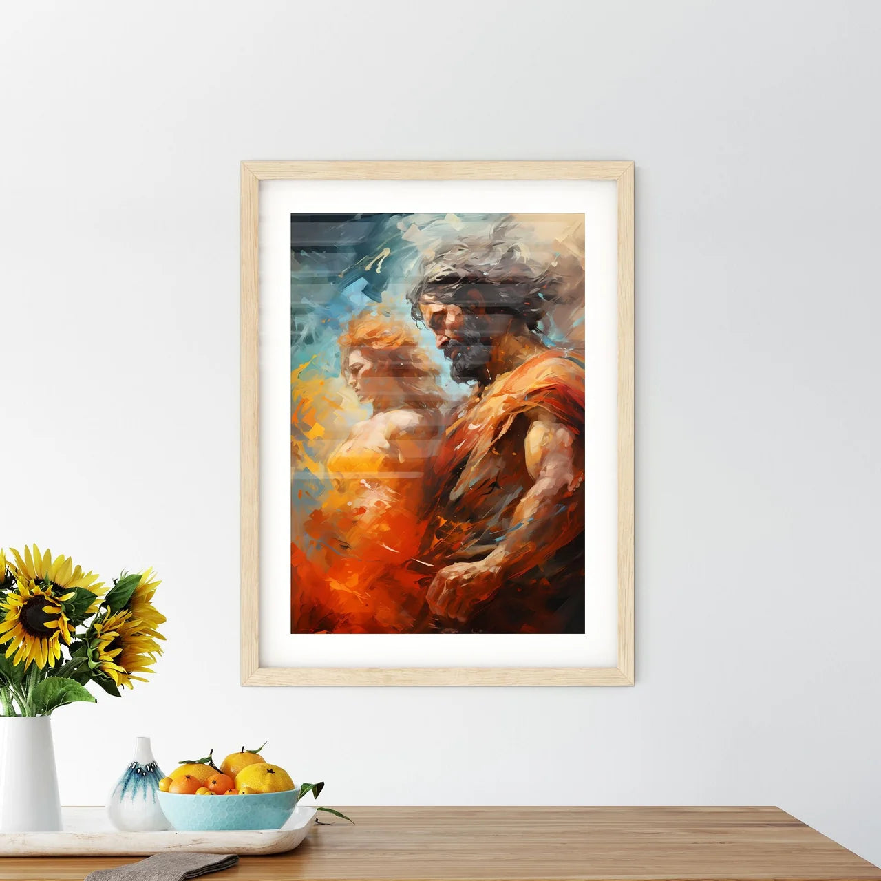 Odysseus Defeated The Minotaur - A Painting  Framed Print