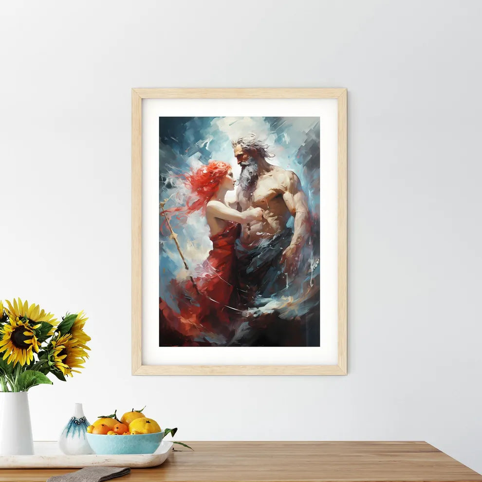 Odysseus In War With Poseidon - A Painting O Framed Print