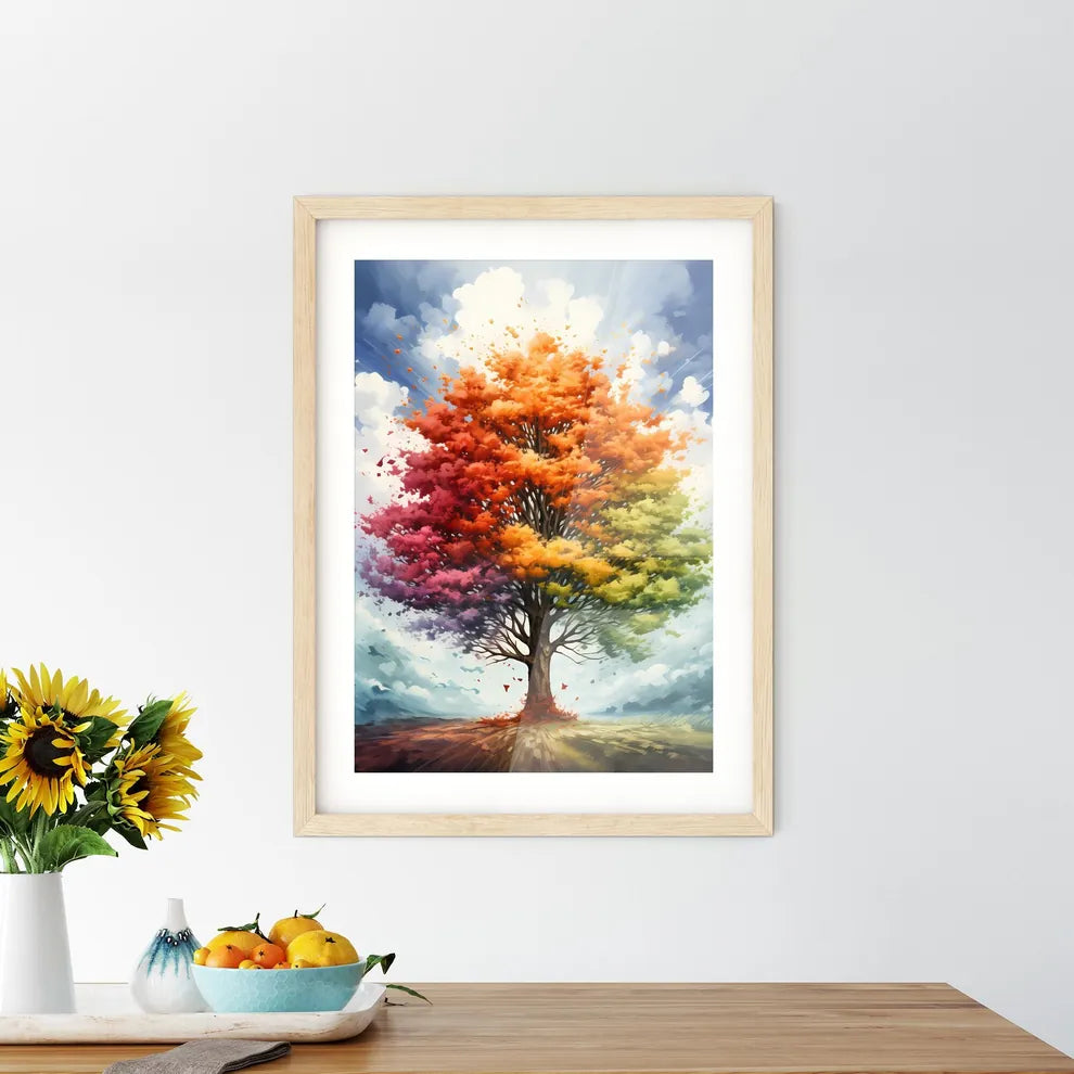 One Tree Variation Of Seasons - A Tree With  Framed Print
