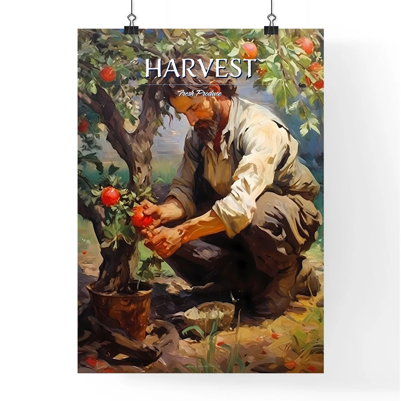 Planting Apple Tree In The Garden  Poster