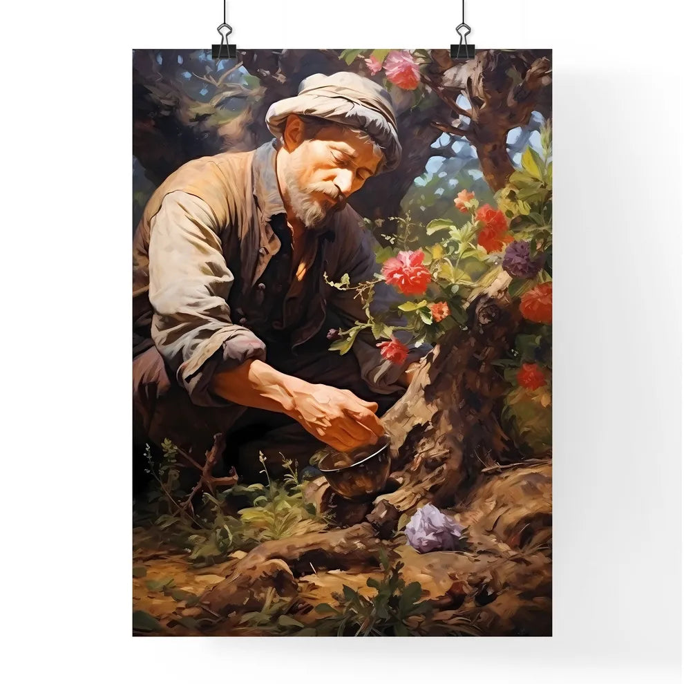 Planting Apple Tree In The Garden  Poster