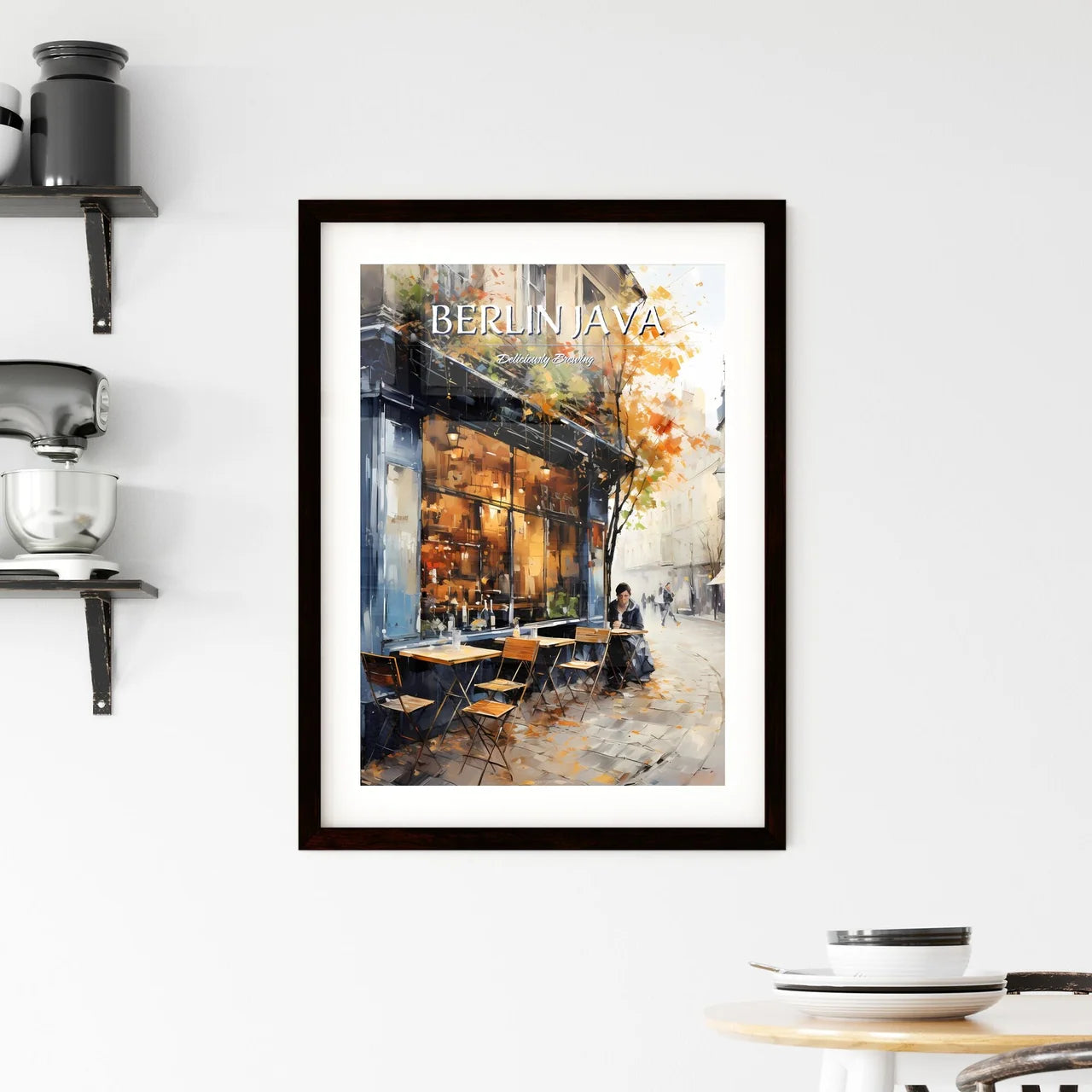 Urban Coffeehouse In Berlin In 20S - A Woman Sitting At A Table Outside A Restaurant Custom Print