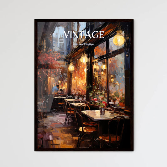 Urban Coffeehouse In Berlin In 20S - A Restaurant With Tables And Chairs Framed Art