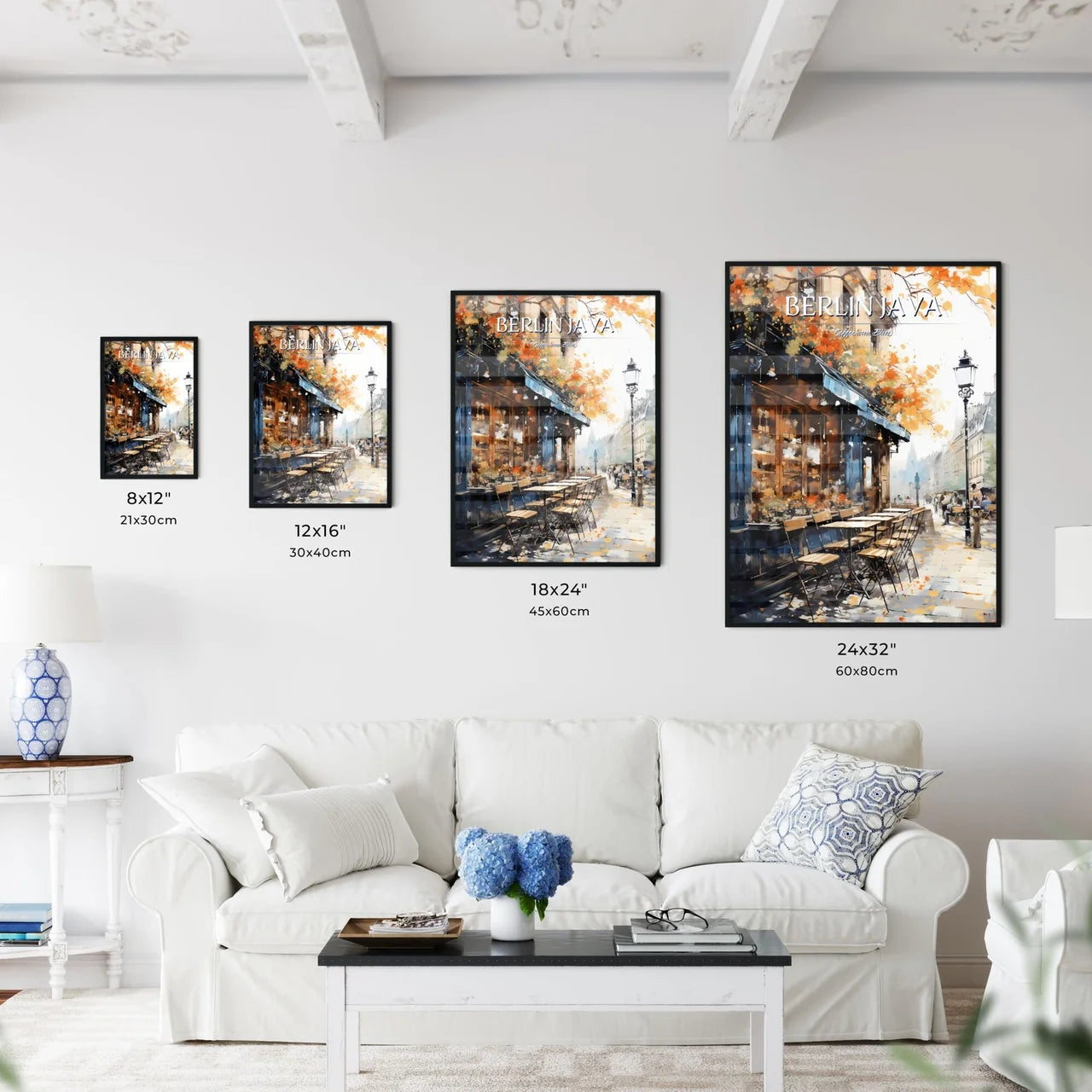 Urban Coffeehouse In Berlin In 20S - A Painting Of A Building With Tables And Chairs Size Chart