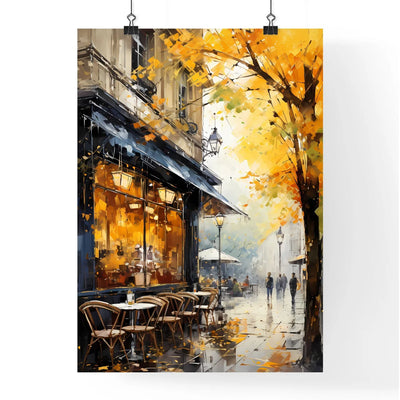 Urban Coffeehouse In Berlin In 20S - A Painting Of A Street With Tables And Chairs