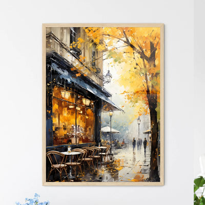 Urban Coffeehouse In Berlin In 20S - A Painting Of A Street With Tables And Chairs