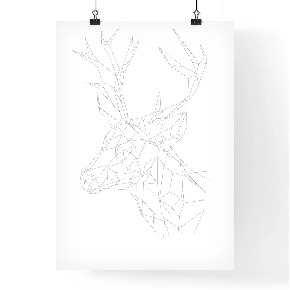 Low Poly Deer Logo Woodcut Print Minimal Art  Poster