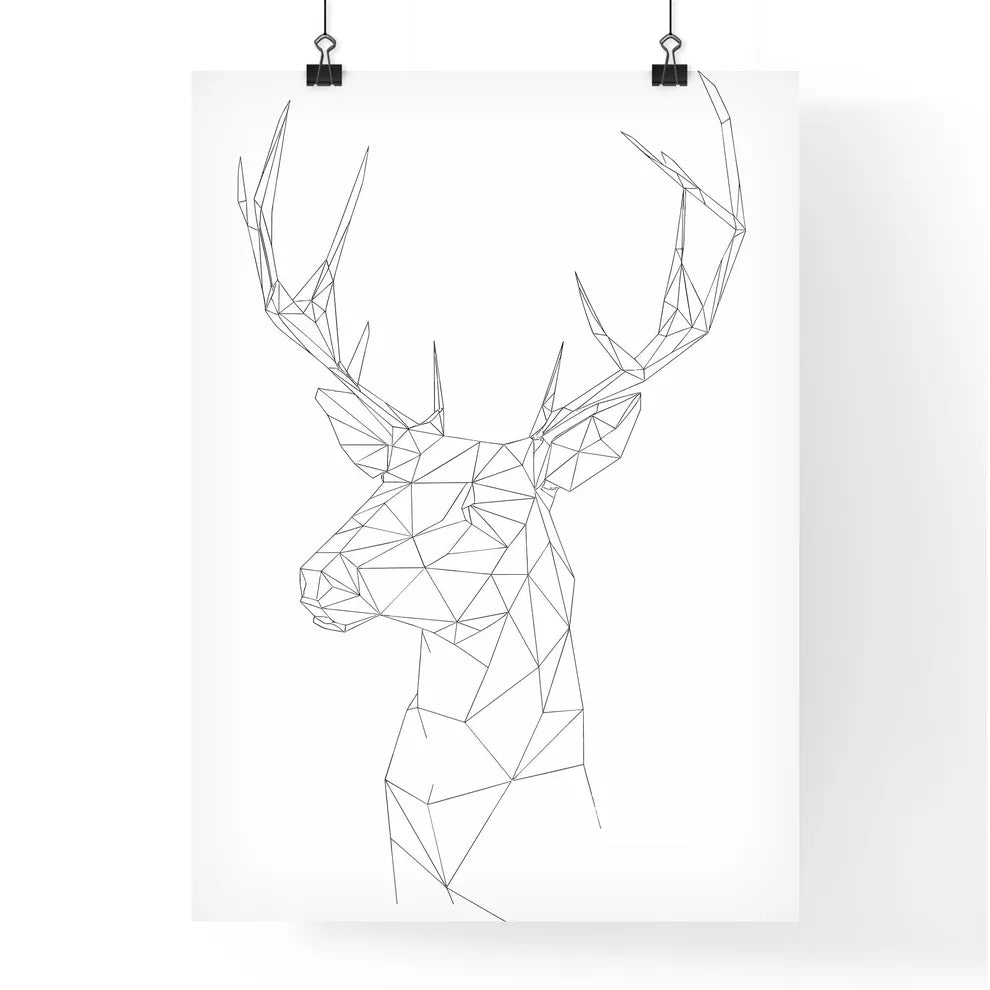 Low Poly Deer Logo Woodcut Print Minimal Art  Poster