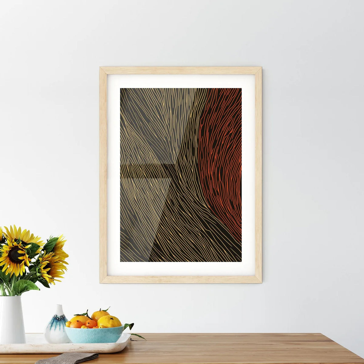 Abstract Art Poster - A Yellow And Framed Print