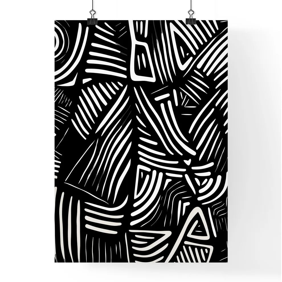 Abstract Lines And Shapes - A Black And  Poster