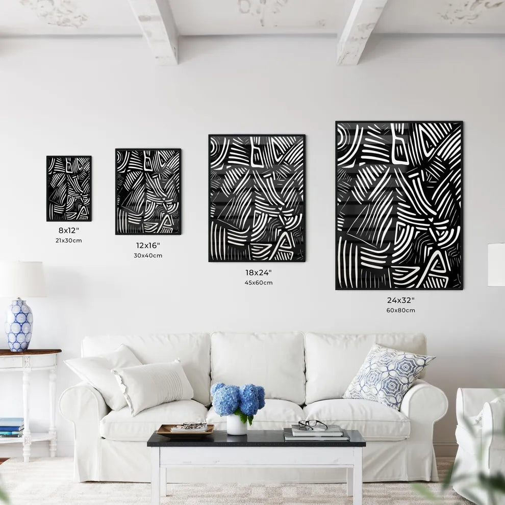 Abstract Lines And Shapes - A Black And  - Kitchen Hangings