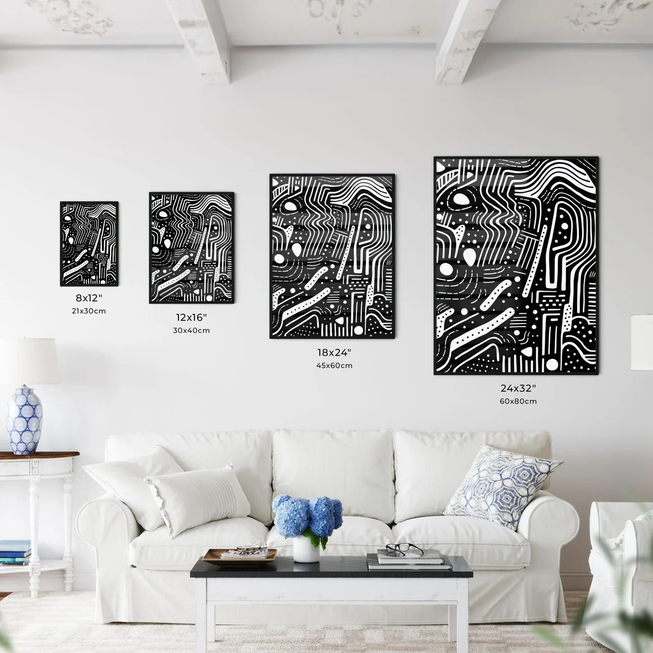 Abstract Lines And Shapes - A Black And  - Kitchen Hangings