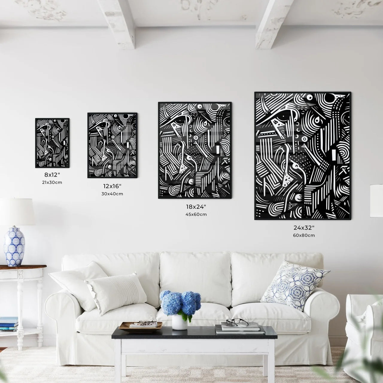 Abstract Lines And Shapes - A Black And  - Kitchen Hangings