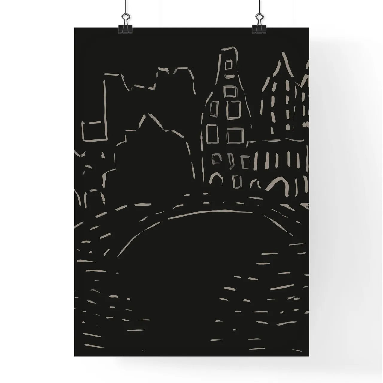 Amsterdam City Scene - A Drawing Of A City Poster