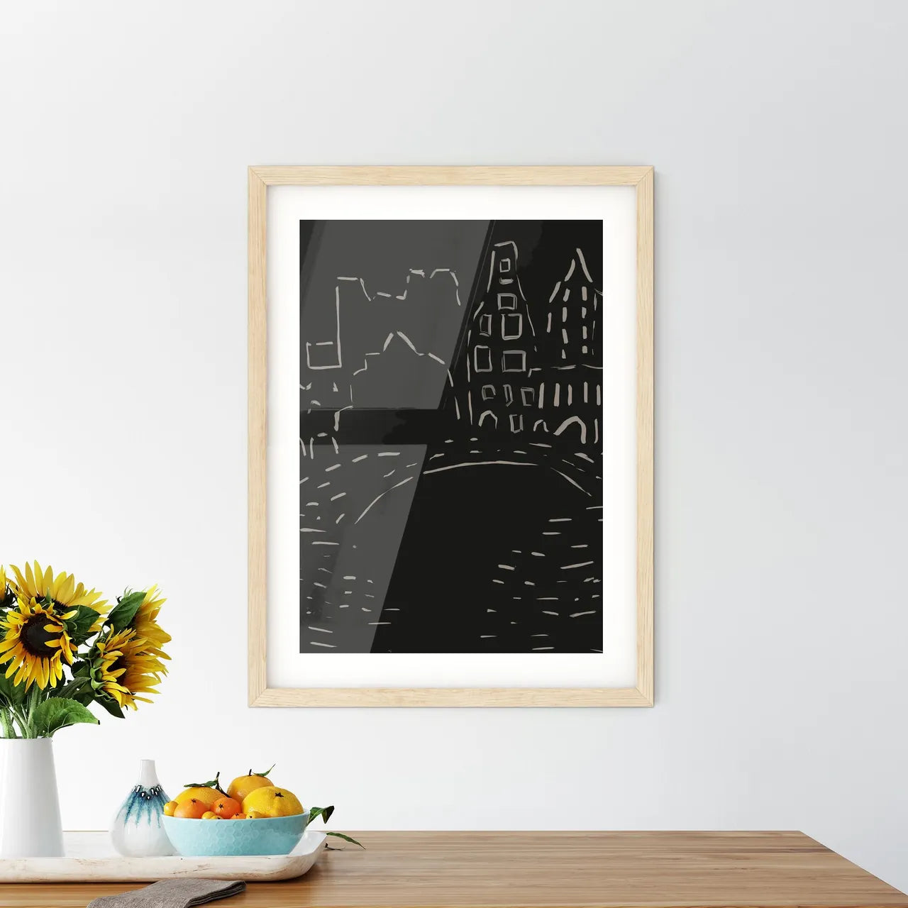 Amsterdam City Scene - A Drawing Of A City Custom Print