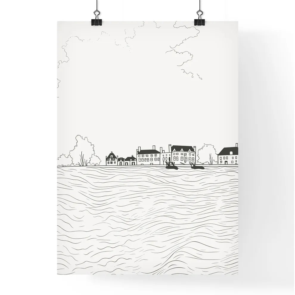 Amsterdam City Scene - A Drawing Of A Town On The Water Poster