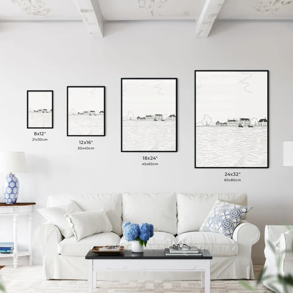 Amsterdam City Scene - A Drawing Of A Town On The Water Size Chart