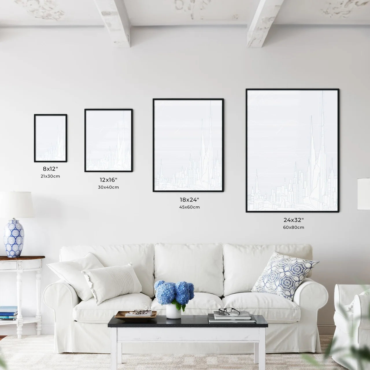 Bangkok Thailand Skyline - A Drawing Of A City Size Chart