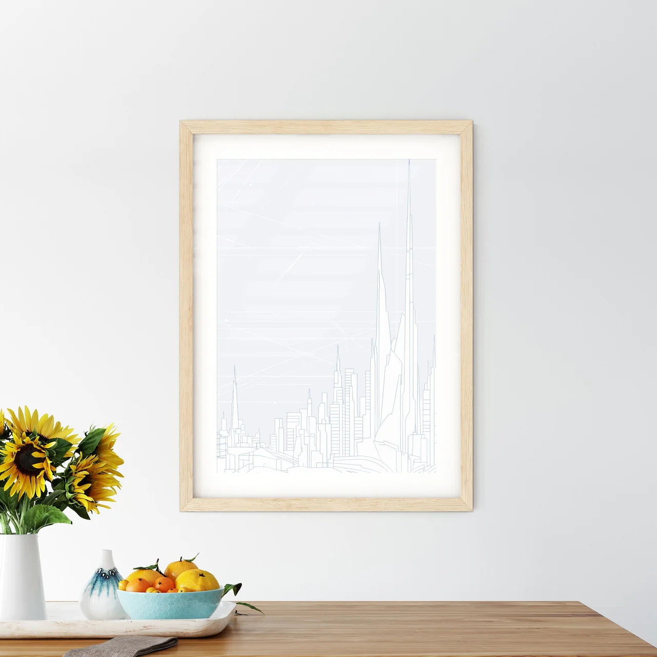 Bangkok Thailand Skyline - A Drawing Of A City Custom Print