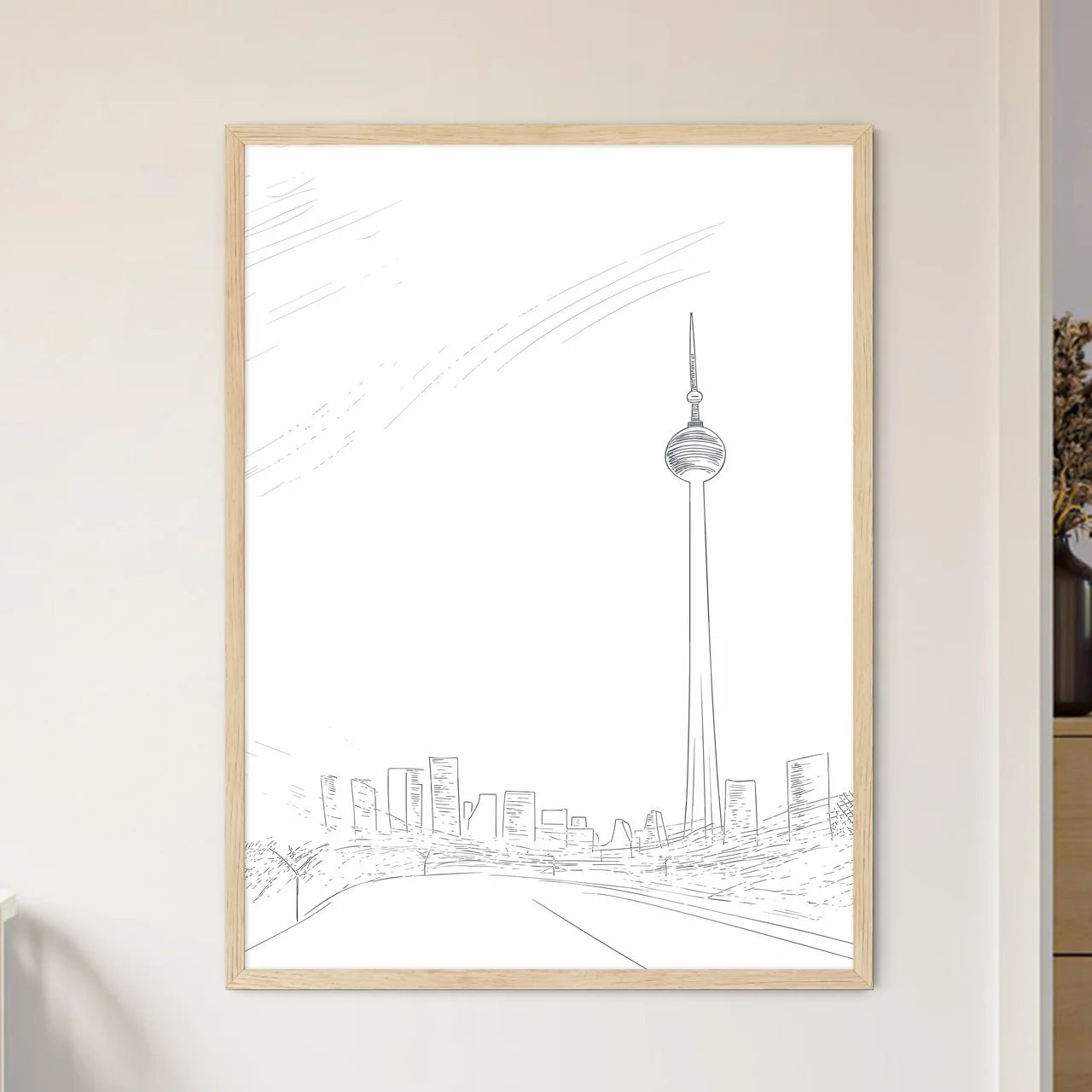 Berlin Skyline - A Drawing Of A City Framed Art