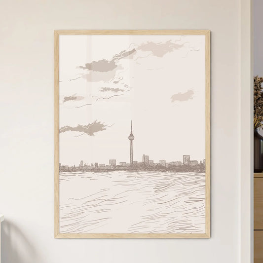 Berlin Skyline - A City Skyline With A Tall Tower In The Distance Framed Art