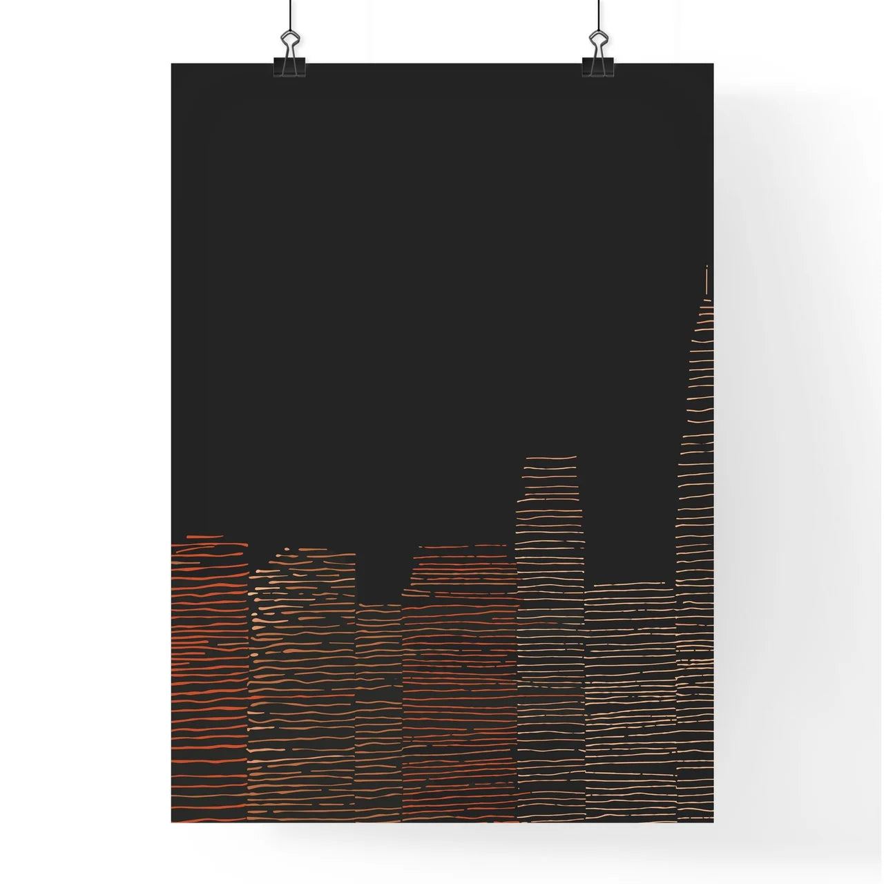 Boston Skyline - A City Skyline With Orange Lines Poster
