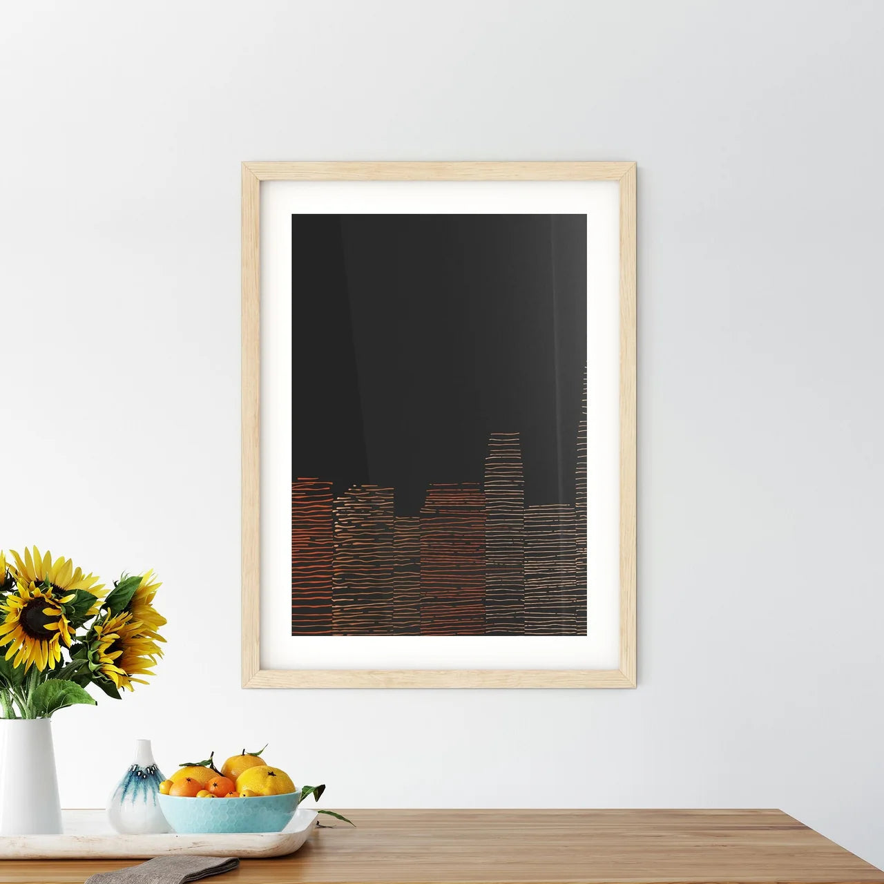 Boston Skyline - A City Skyline With Orange Lines Custom Print