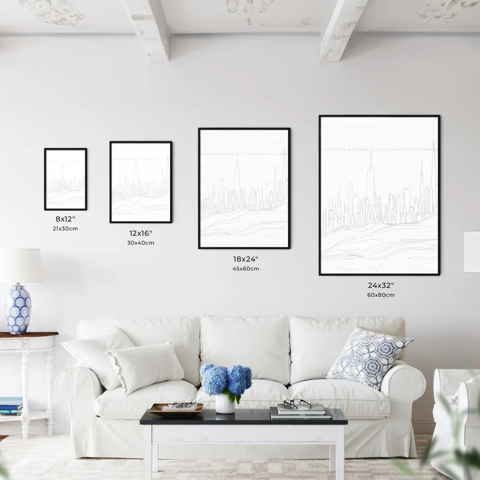 Boston Skyline - A Drawing Of A City Size Chart