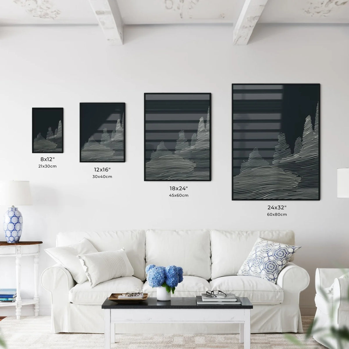 Boston Skyline - A White Line - Kitchen Hangings