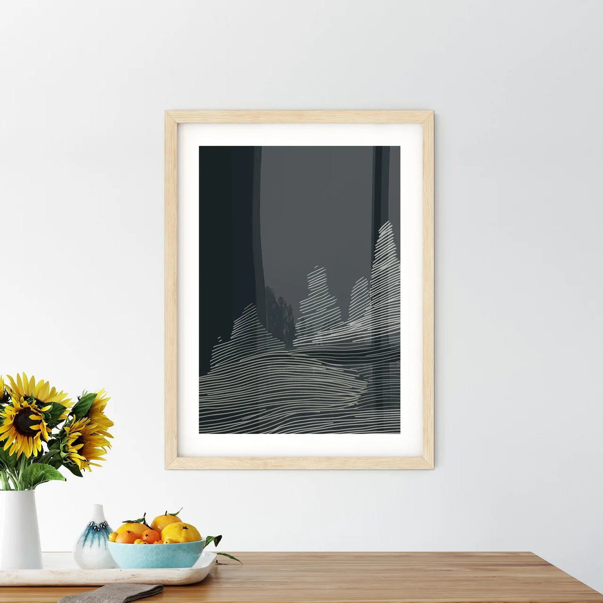 Boston Skyline - A White Line Framed Print