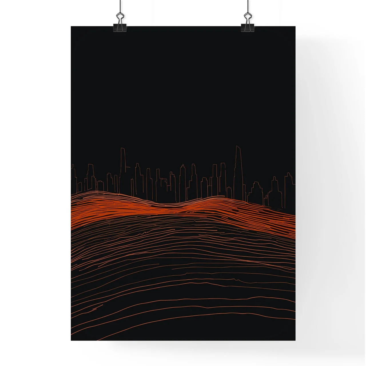 Chicago Skyline - A City Skyline With Orange Lines Poster