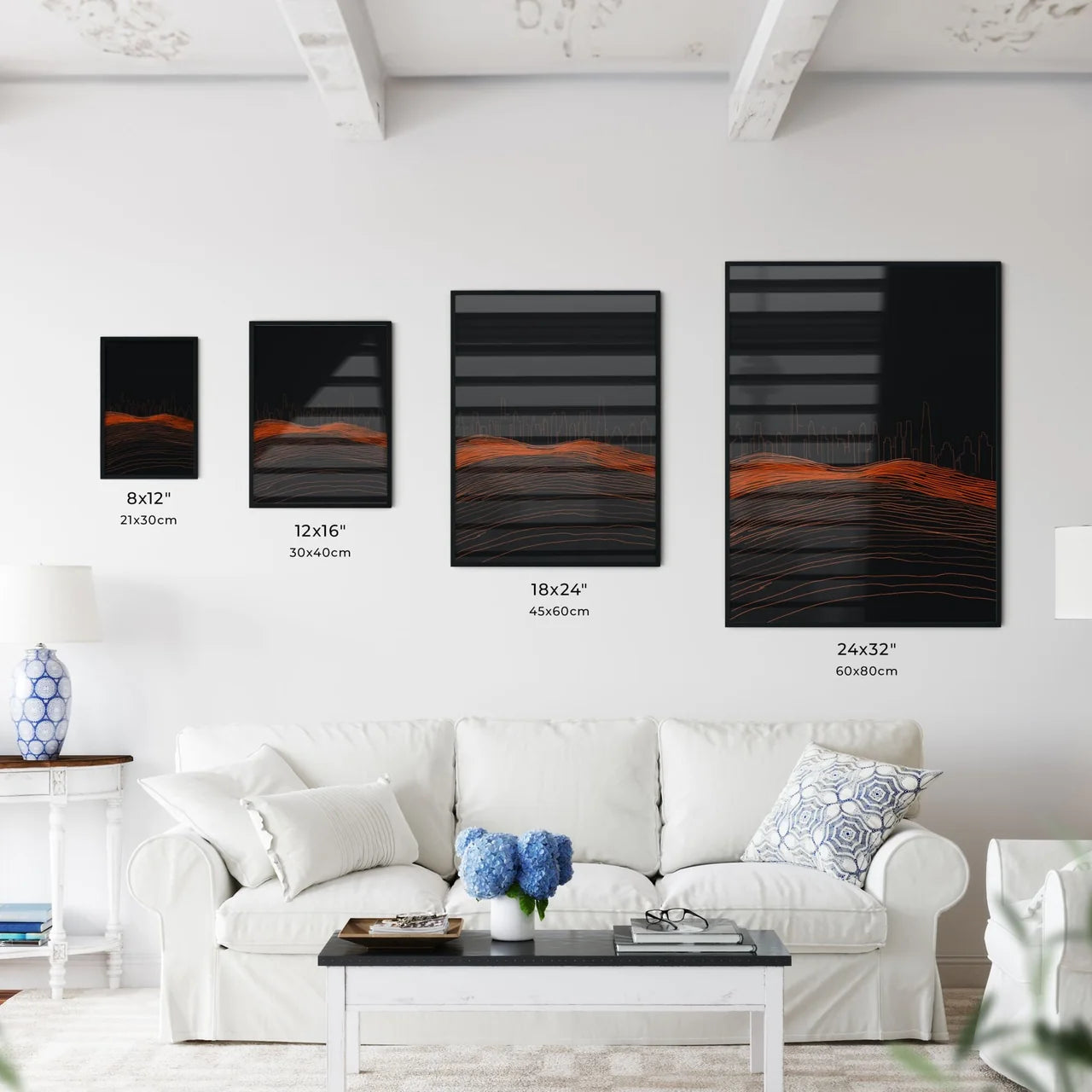 Chicago Skyline - A City Skyline With Orange Lines Size Chart