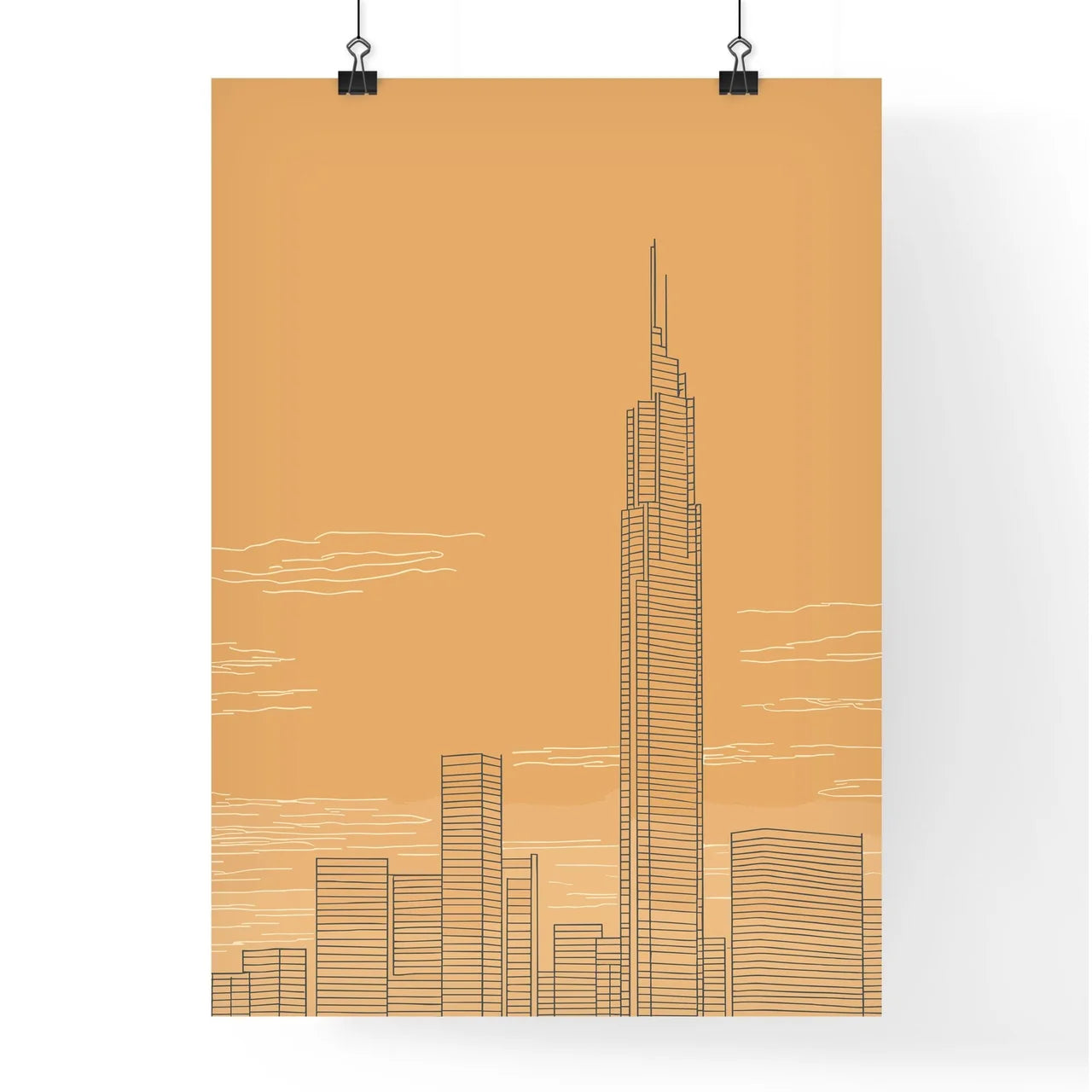Chicago Skyline - A Drawing Of A Tall Building Poster