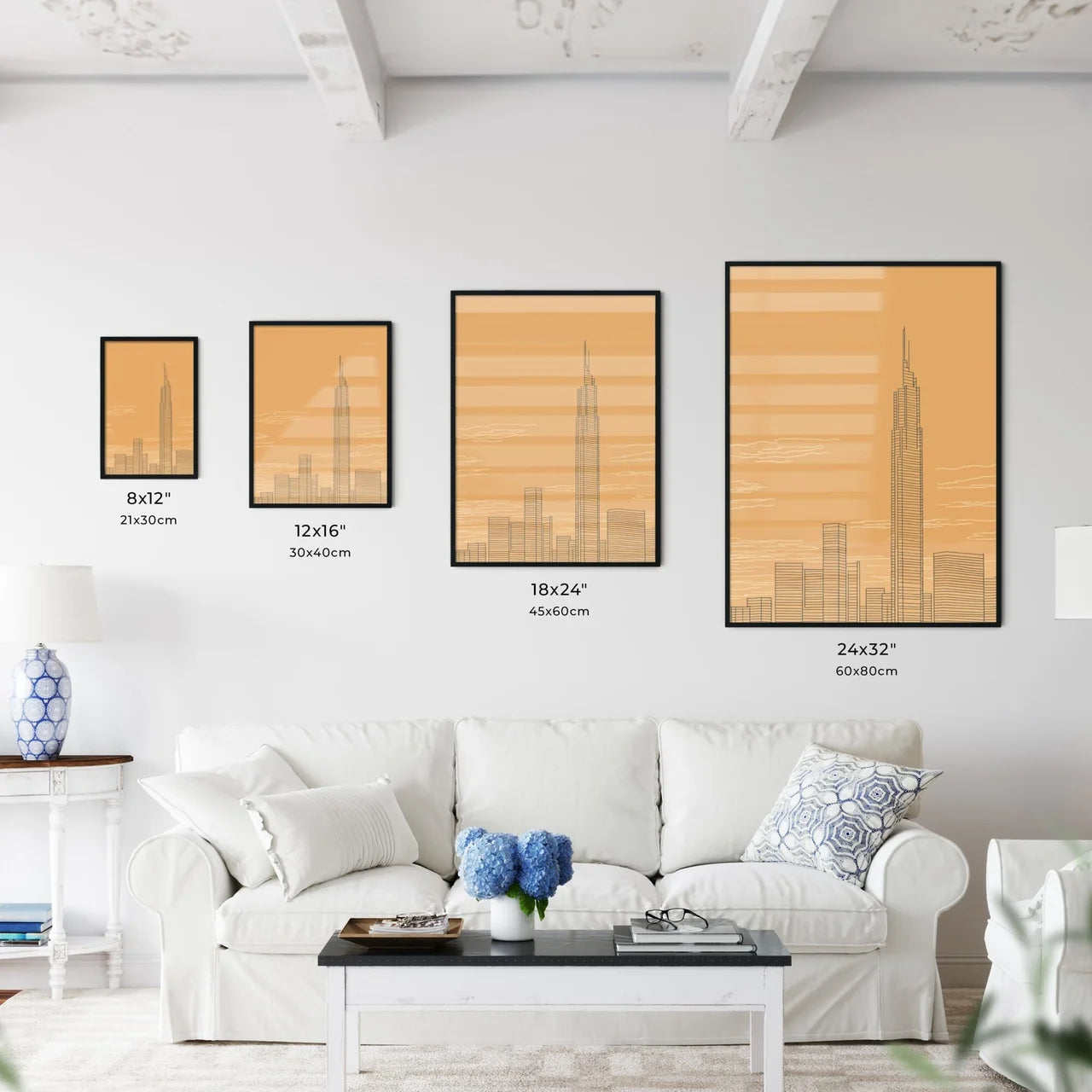 Chicago Skyline - A Drawing Of A Tall Building Size Chart