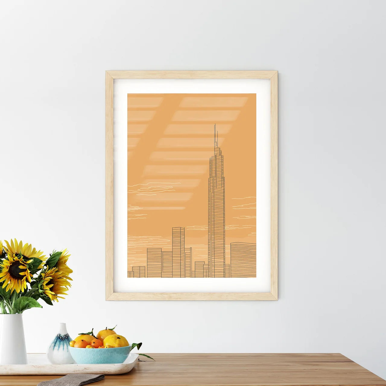 Chicago Skyline - A Drawing Of A Tall Building Custom Print