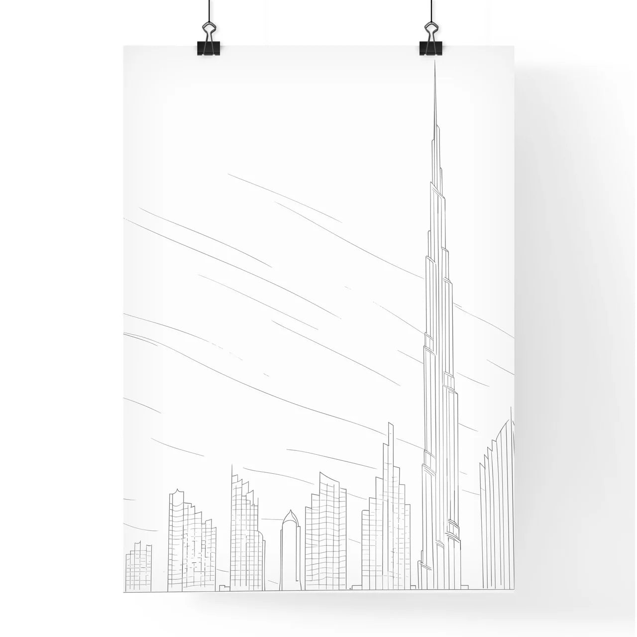 Dubai Skyline - A Drawing Of A City Poster