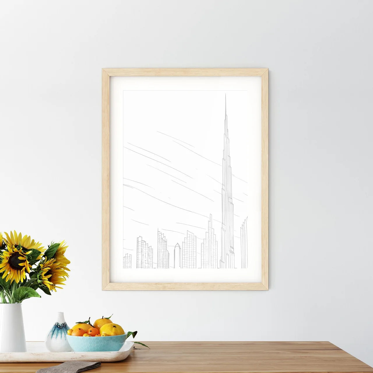 Dubai Skyline - A Drawing Of A City Custom Print