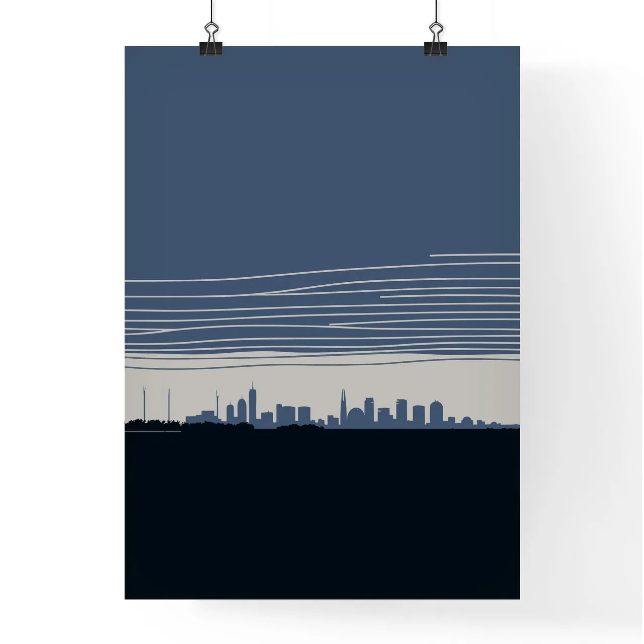 Dubai Skyline - A City Skyline With Lines In The Sky Poster