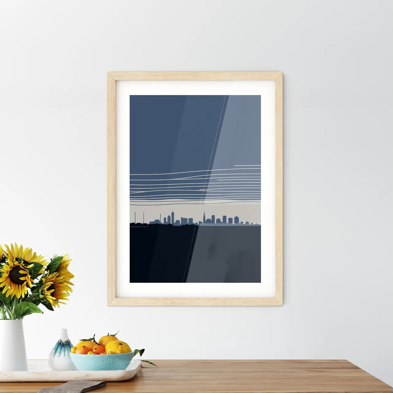 Dubai Skyline - A City Skyline With Lines In The Sky Custom Print